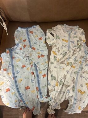 2-Pack Kids Zip-Front Sleep Sacks – Blue Car & Cream Animal Prints